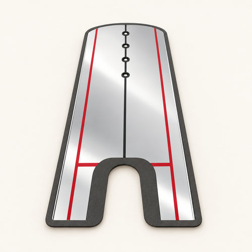 AI-generated illustrative studio image of the putting alignment mirror. Product details require physical sample verification.